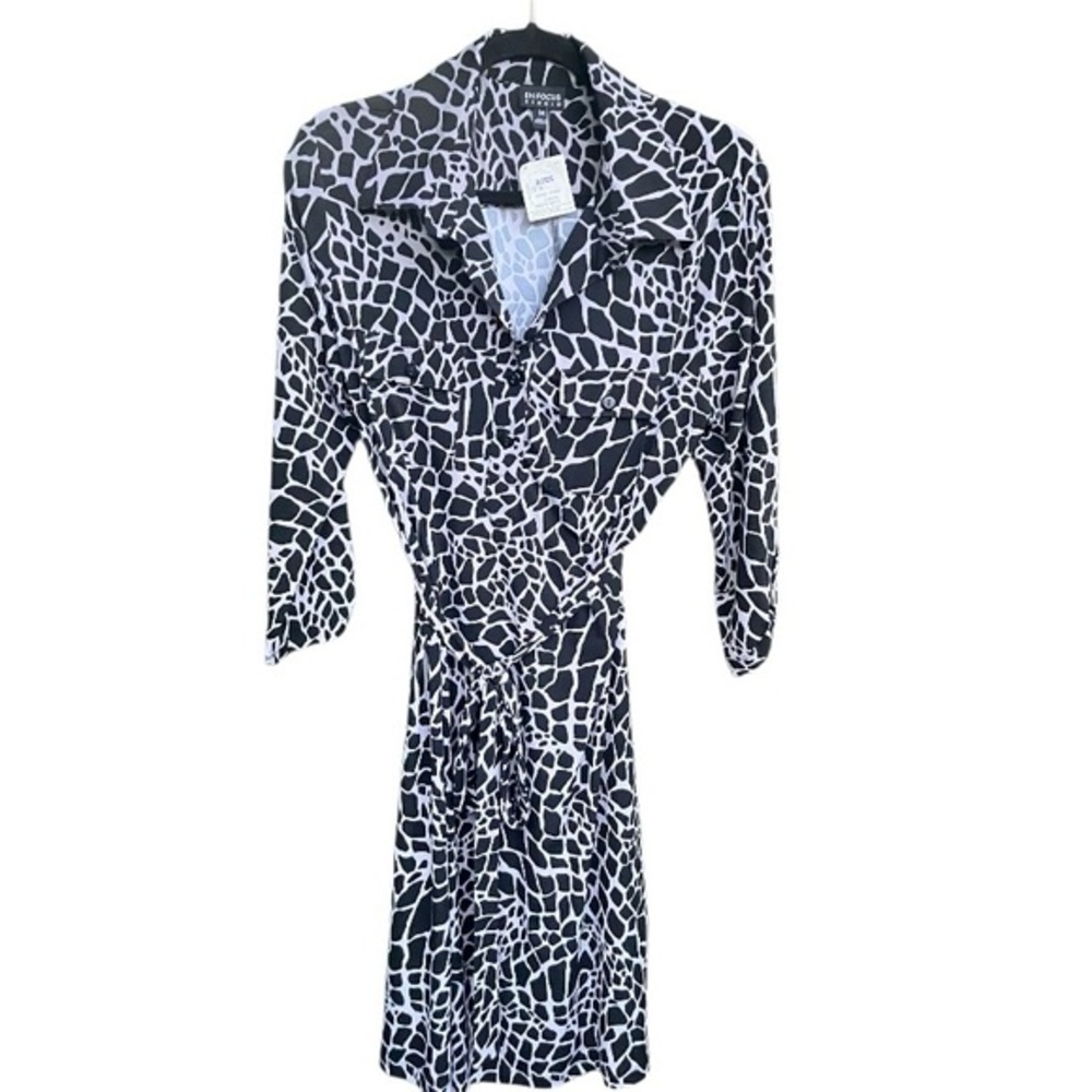 NWT EN FOCUS Studio‎ Monochrome Animal Print Dress